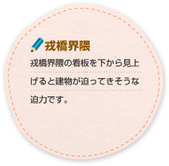 戎橋界隈 戎橋界隈の看板を下から見上げると建物が迫ってきそうな迫力です。